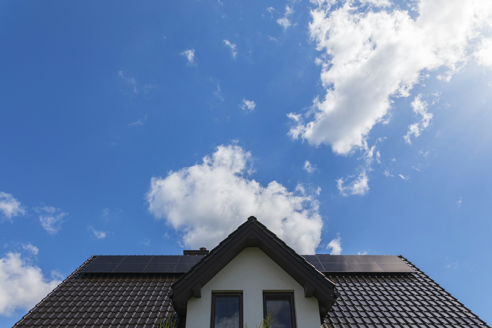 Photovoltaic panels on the house roof